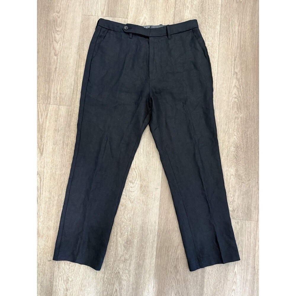 Todd Snyder New York Men 33x32 (fit 33x29) Black 100% Linen Dress Pants Trousers